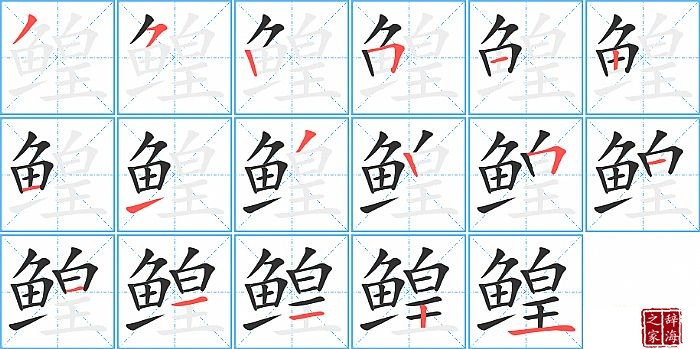 鳇的笔顺、笔画