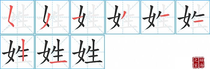 姓的笔顺、笔画