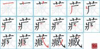 藏的笔顺笔画怎么写-解读汉字藏的笔