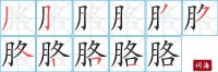 胳的笔顺笔画怎么写-汉字胳的拼音、部首及成语组词