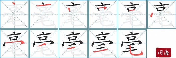 毫的笔顺、笔画