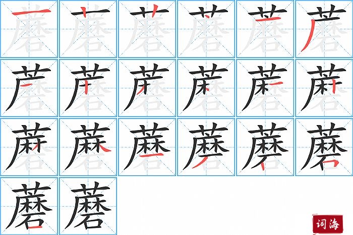 蘑的笔顺、笔画