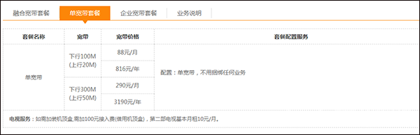 电信宽带套餐价格表2022